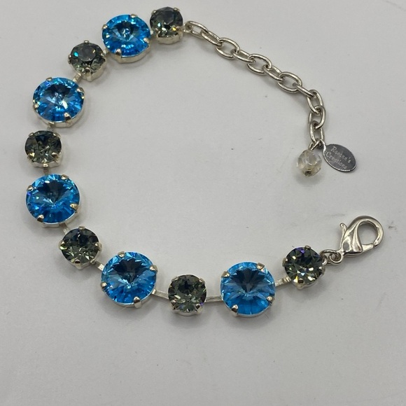 Vintage Beans Creations Bracelet with Swarovski Crystal Blue and Gray 7” In - Picture 6 of 6